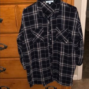 Black w/ White stripes Flannel